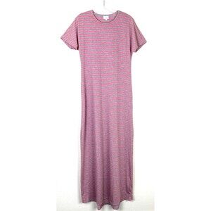 LULAROE Form Fitting T-Shirt Dress Size S TALL Gray Pink Stretch Hi-Low Hem